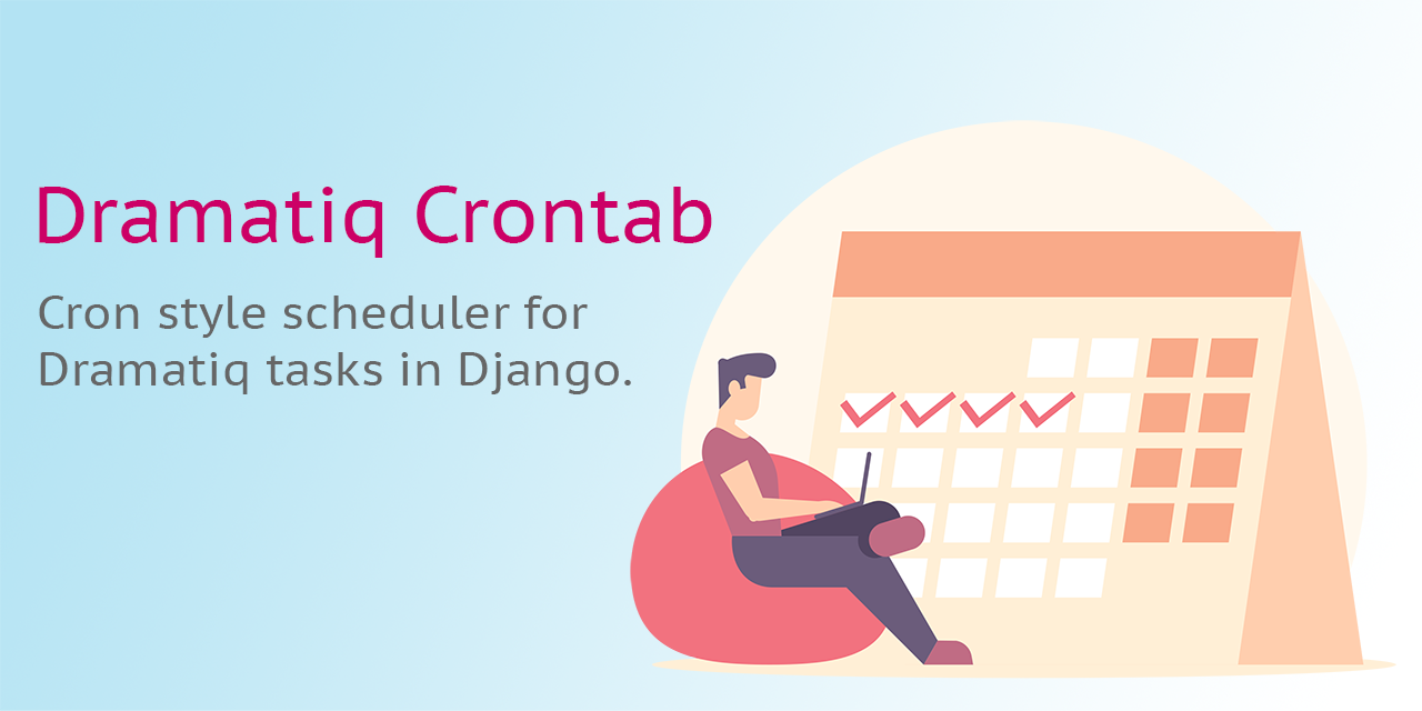 dramtiq-crontab logo: person in front of a schedule