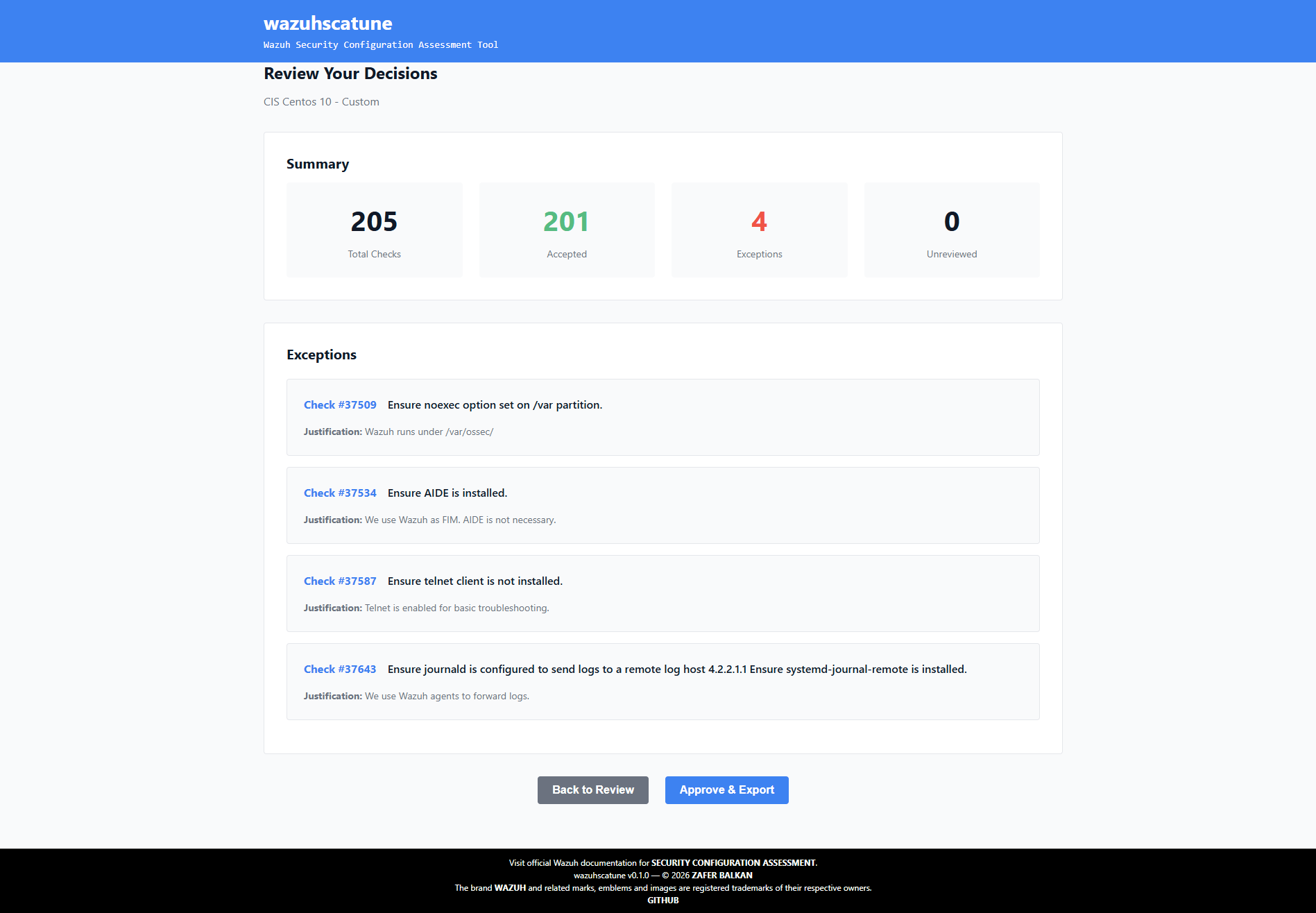 Review decisions before export
