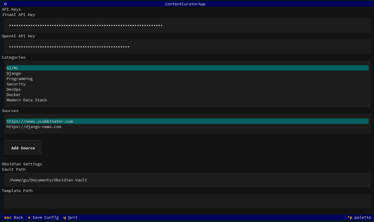 Configuration Interface