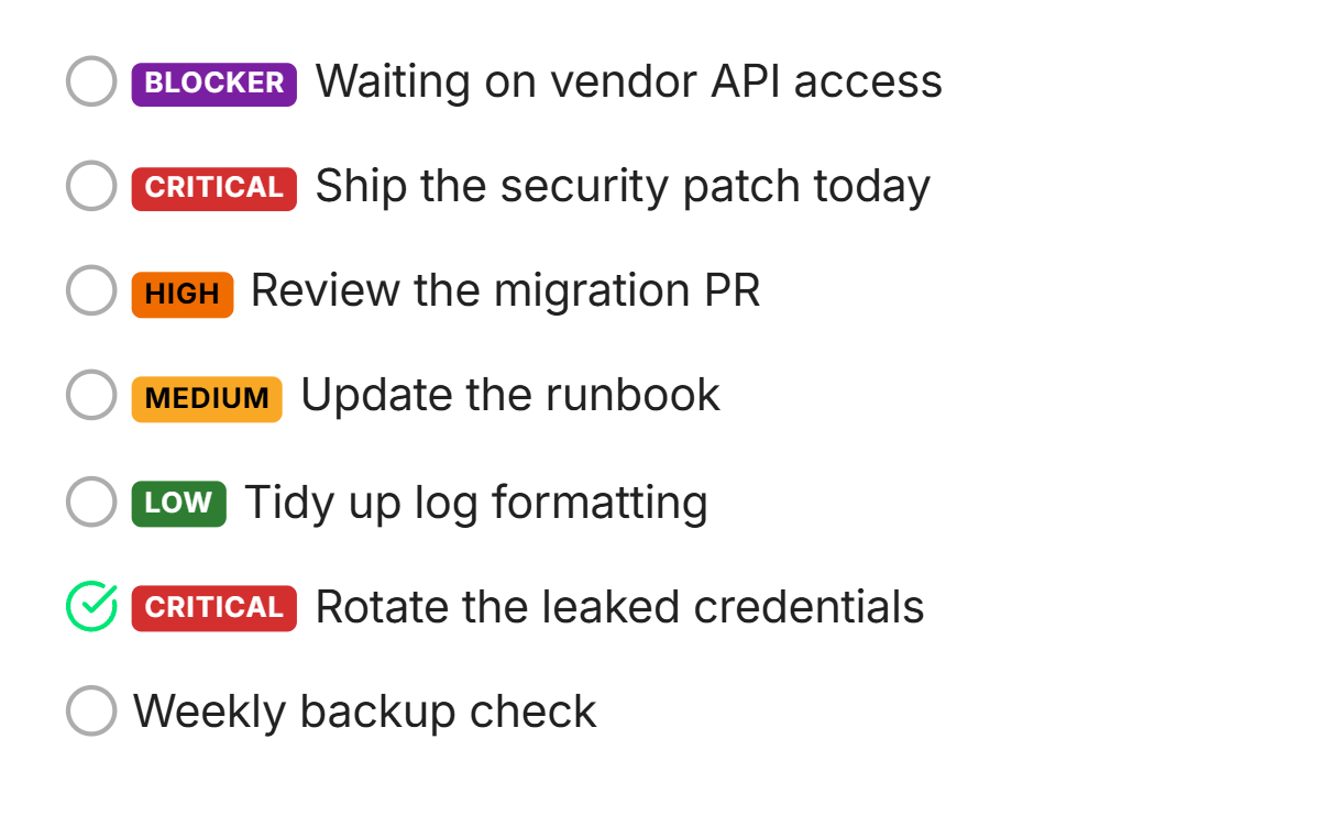 Todo list with badges