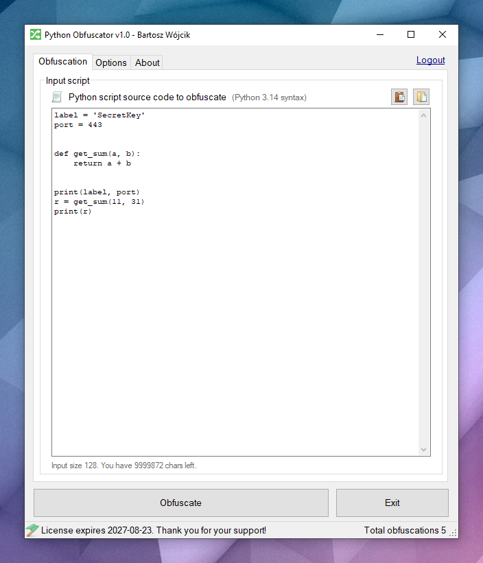 Python Obfuscator Windows Client