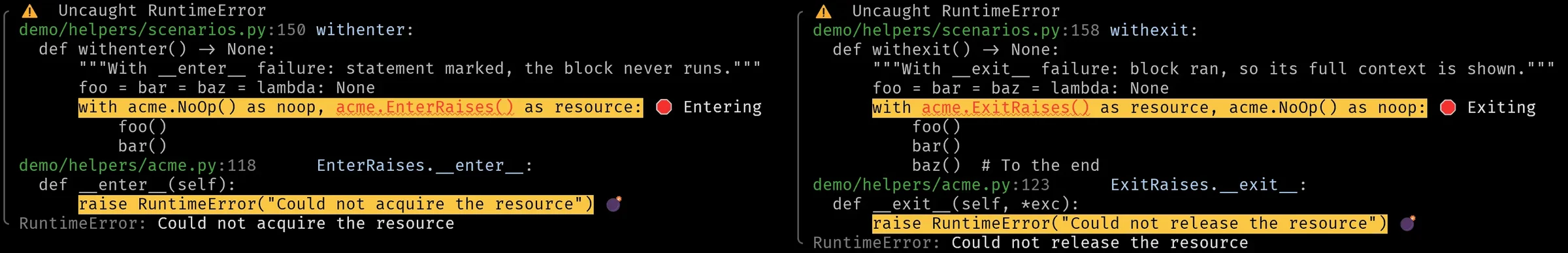 Context manager failure