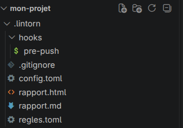 Ce que lintorn init a créé, dans VS Code