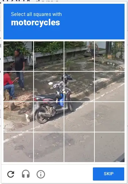 A live reCAPTCHA 4×4 tile grid challenge being solved end to end