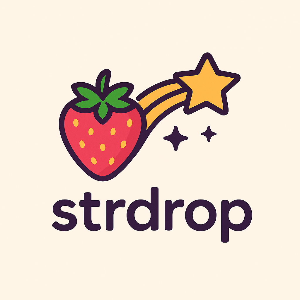 STRdrop logo - a shooting star with a STRawberry