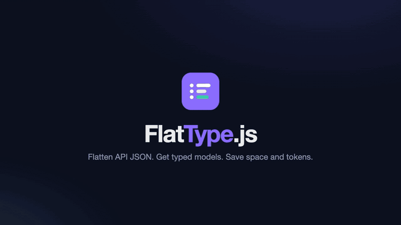 FlatType in 92 seconds: an API response encoded to Flat Notation, typed models, a server answering in Flat Notation or JSON, framework apps, the CLI, a FastAPI app with FlatMiddleware, and the size comparison with JSON