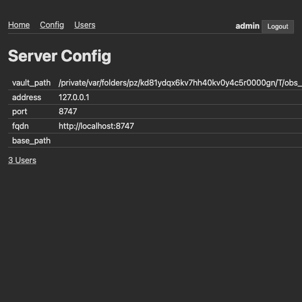 Config page