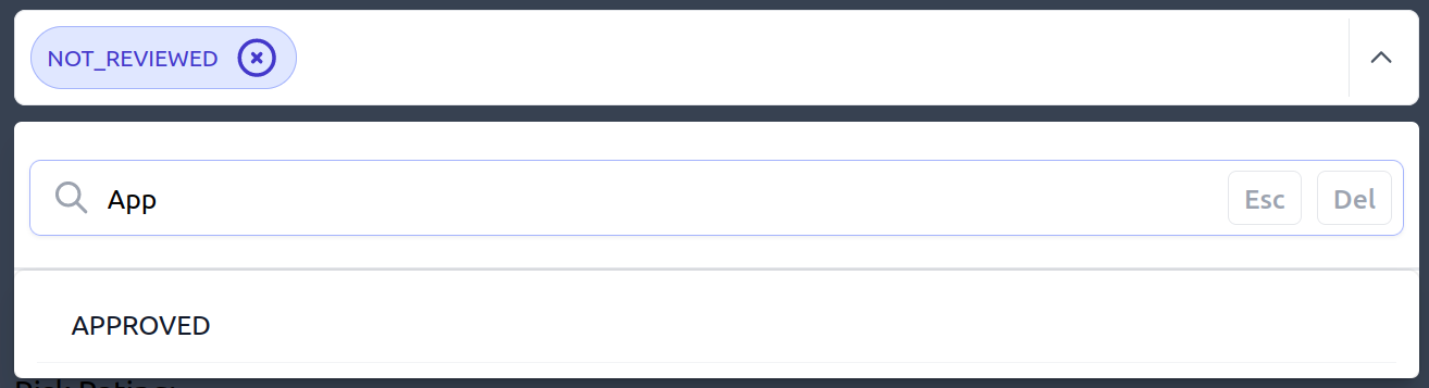 Tag dropdown search functionality