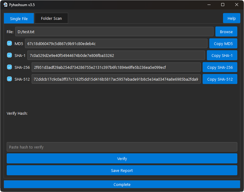 Single File Checksum