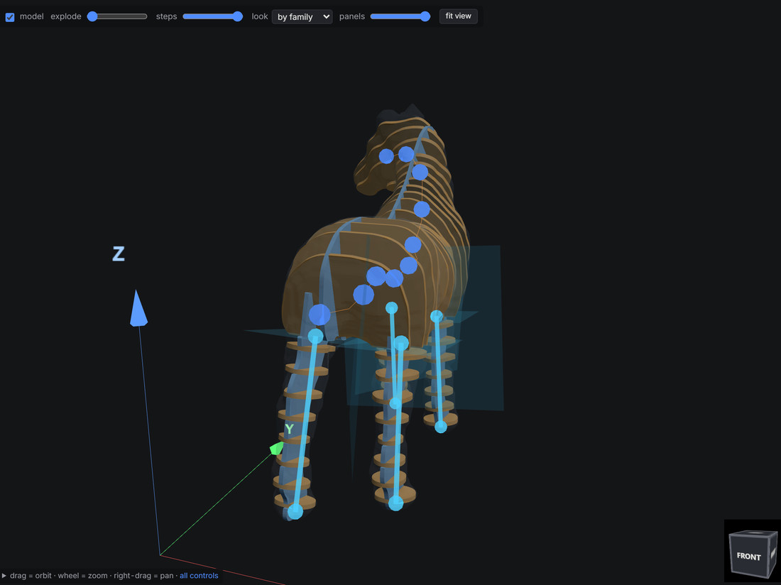 Curve: ribs following a curve through the model
