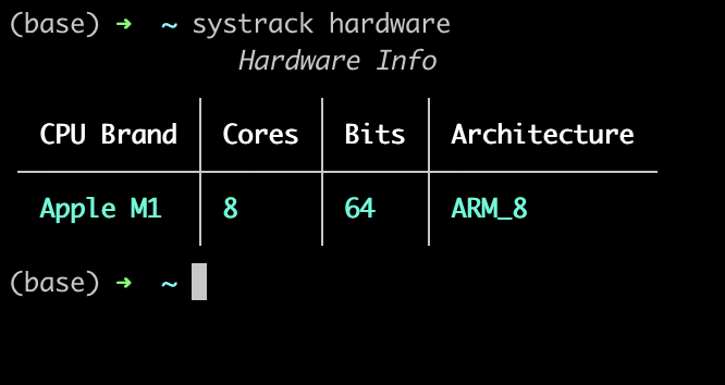 systrack hardware command output