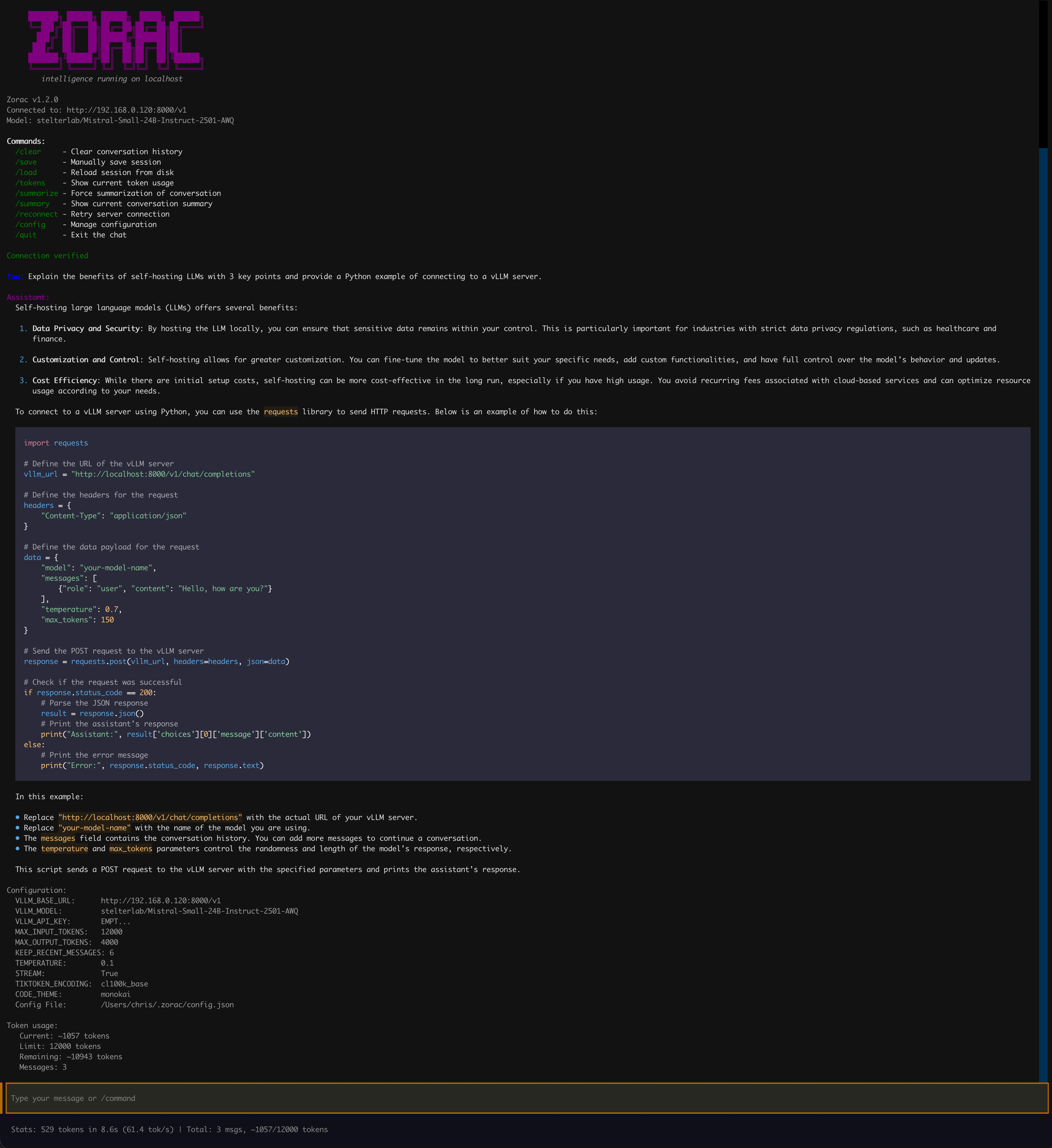 Zorac Chat Interface