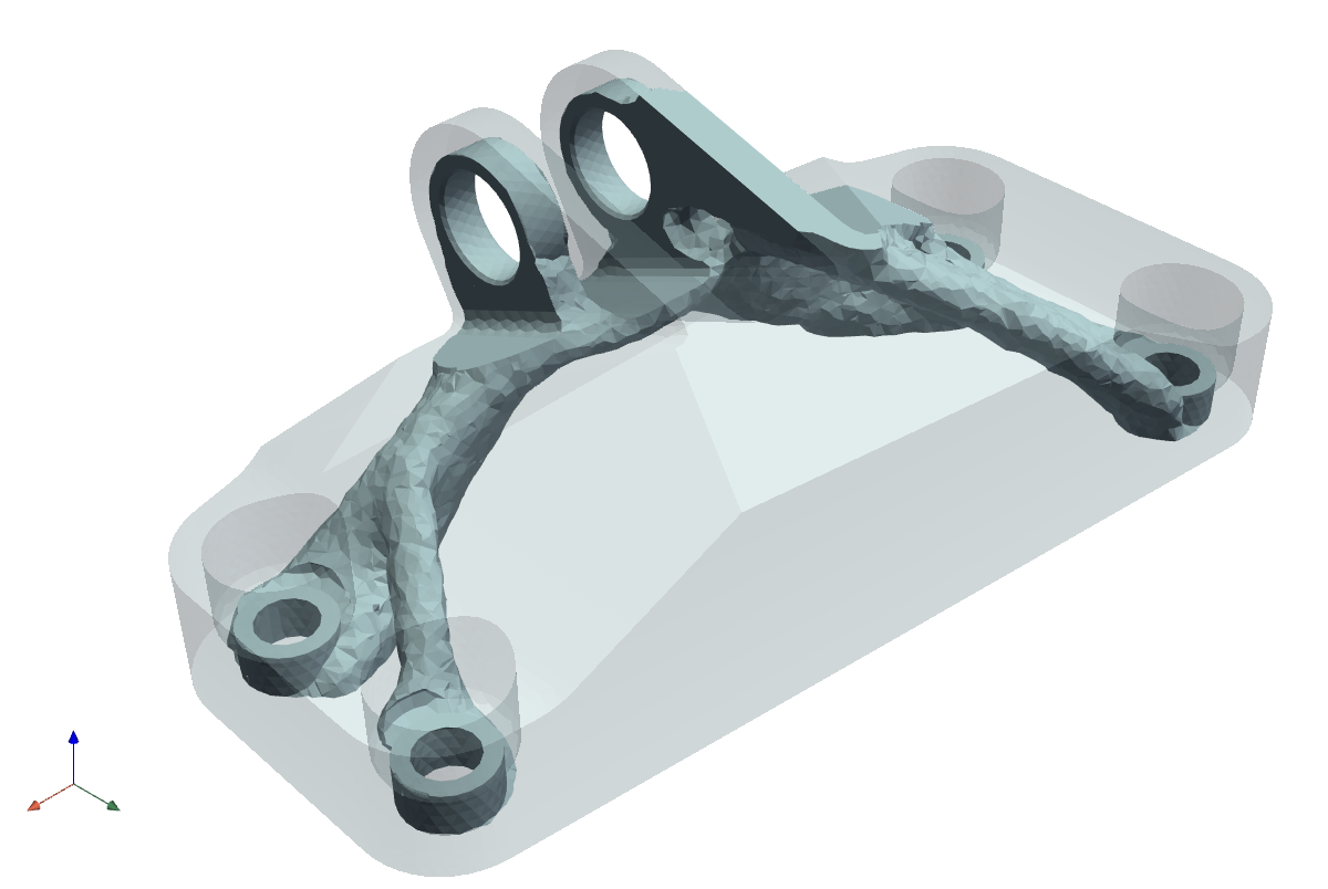 3D jet engine bracket topology optimization result