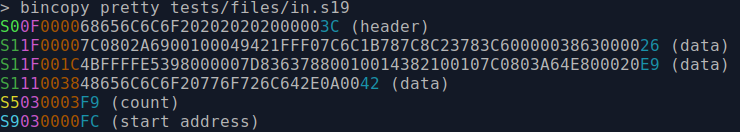 https://github.com/eerimoq/bincopy/raw/master/docs/pretty-s19.png