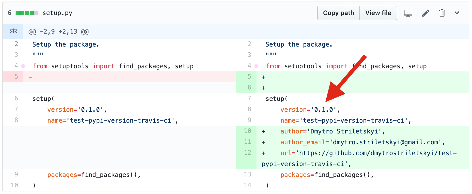 Not increased version number in the setup.py