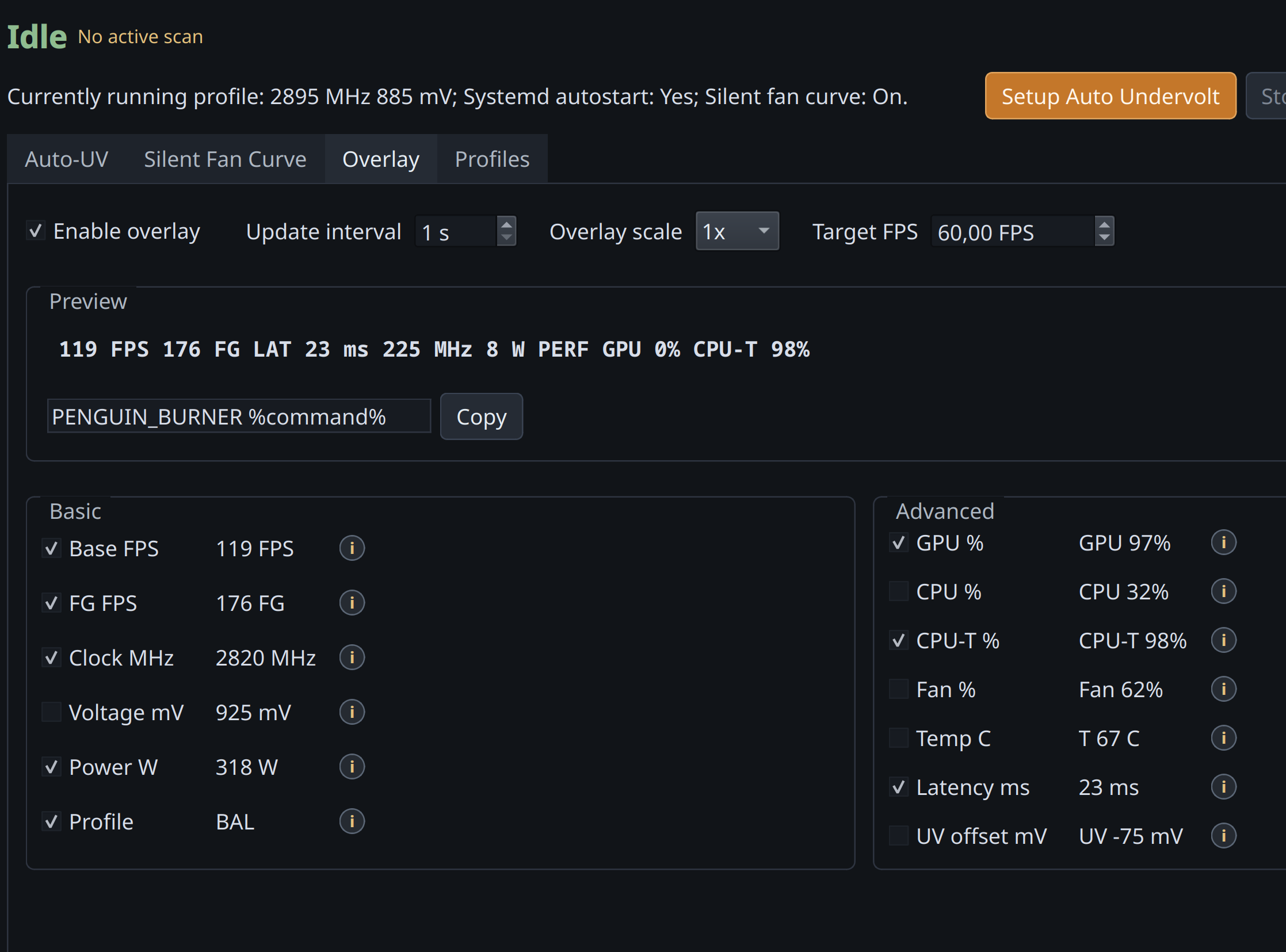 Performance overlay