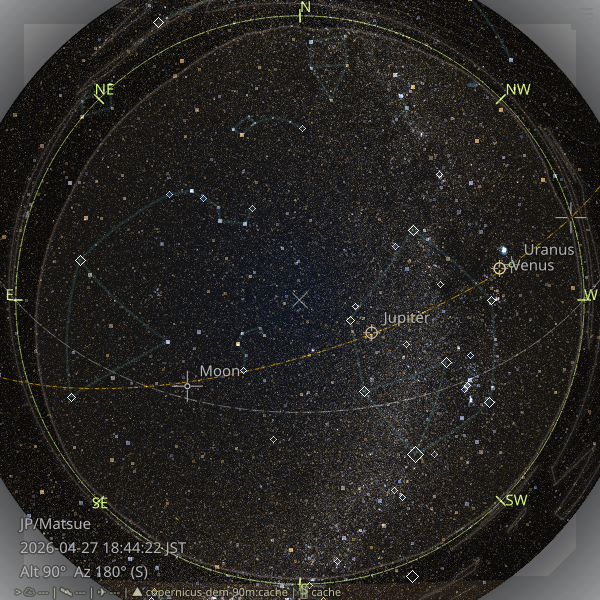 Screenshot showing a denser star field rendered with -V10.5 -s4.5