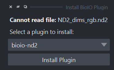 bioio plugin installation suggestion widget