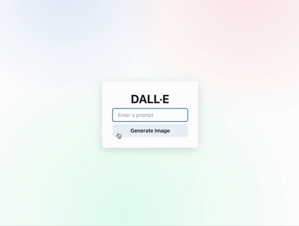A frontend wrapper for DALL·E, shown in the process of generating an image.