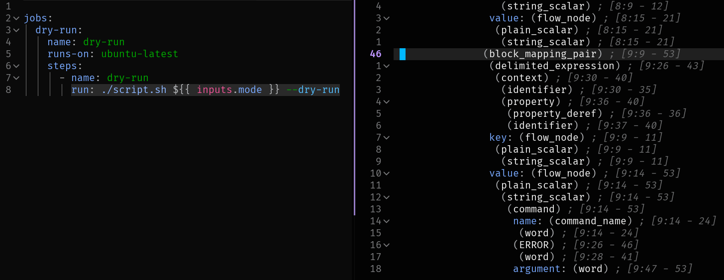 AST error within bash injection
