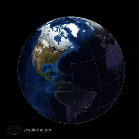 A rotating Earth showing the day/night terminator and night-side city lights