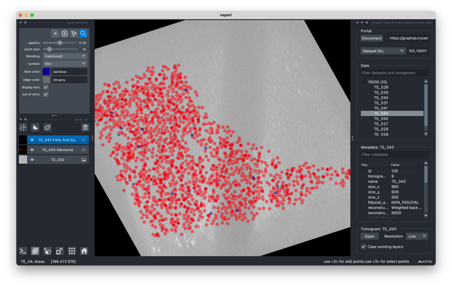 Plugin showing tomogram TS_043