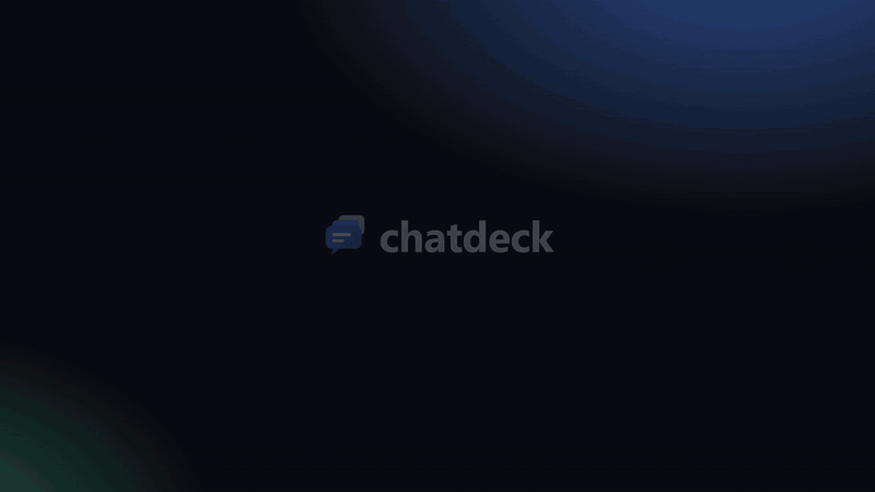 A tour of chatdeck: a chat waiting for permission, chats grouped by project, searching and reading an old chat, and the light theme