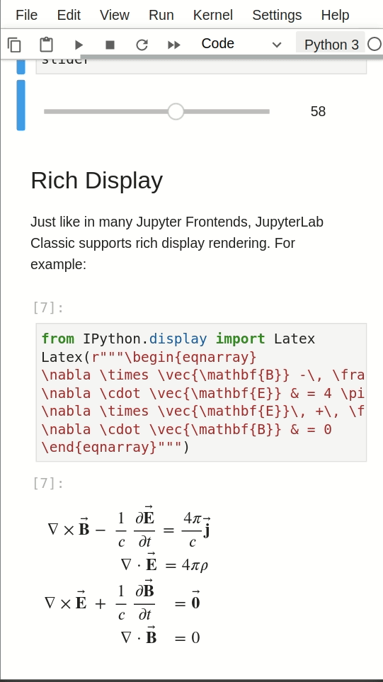 Animation of a user on a mobile phone-sized screen using a compact touch interface in JupyterLab