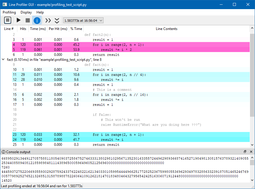 Screenshot of Line Profier GUI main window