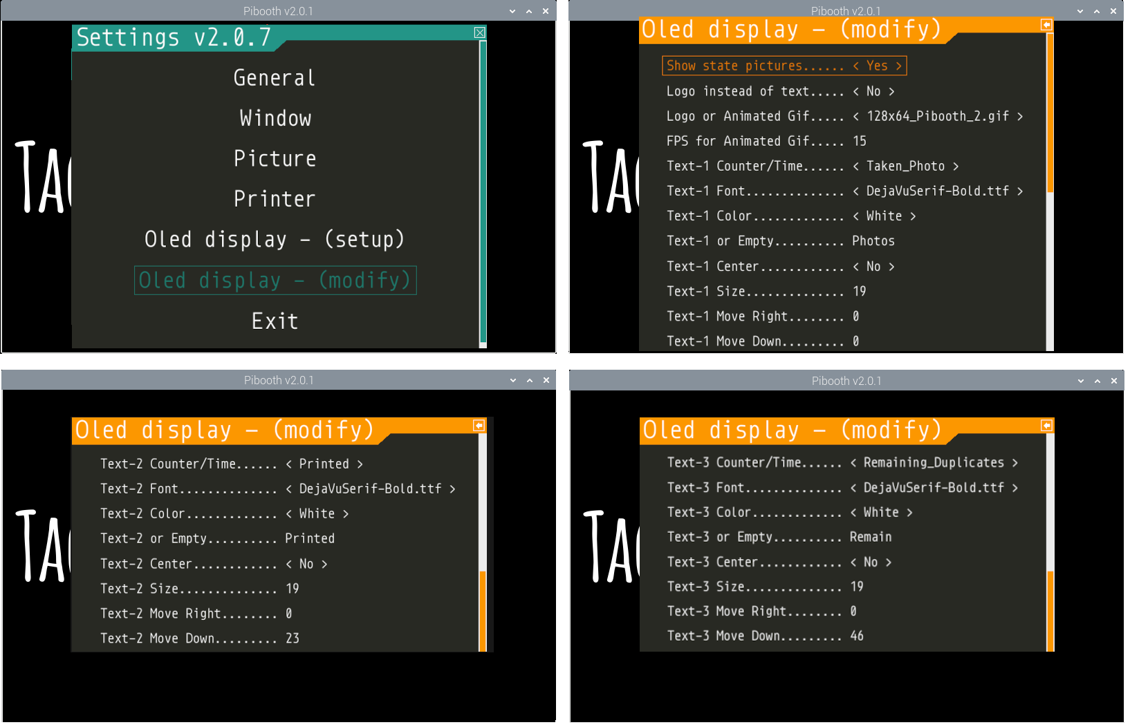 OLED Display - (Modify) - Pibooth Menu