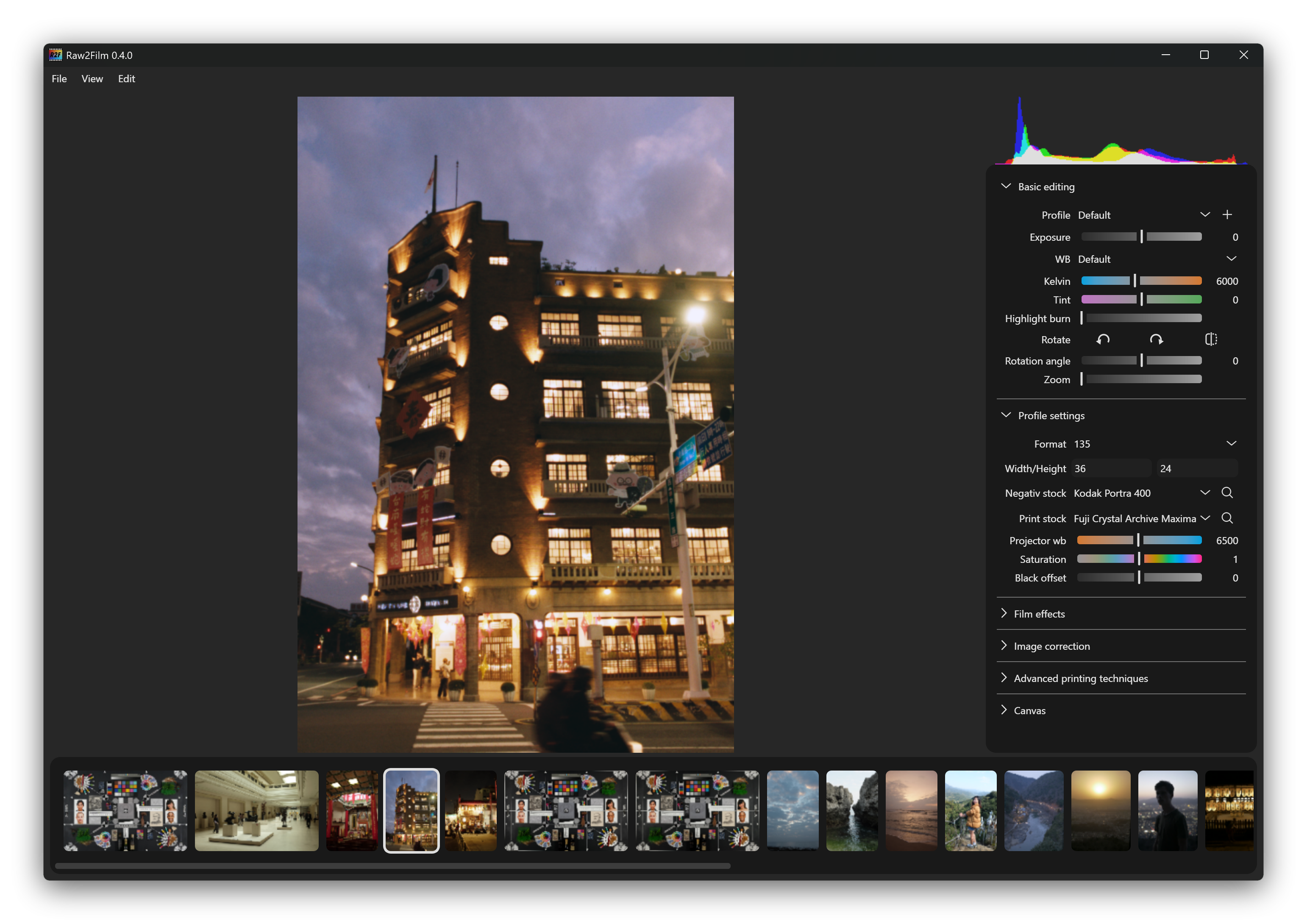 Raw2Film main ui