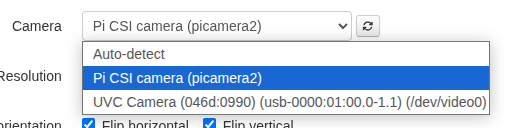 Camera dropdown