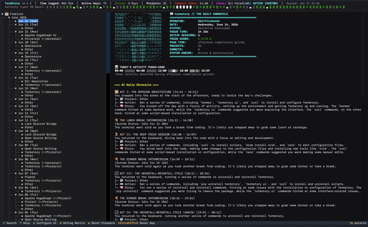 TermStory TUI Dashboard