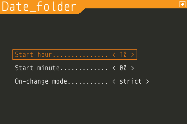 Date_folder plugin settings screen