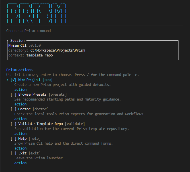 Prism home screen