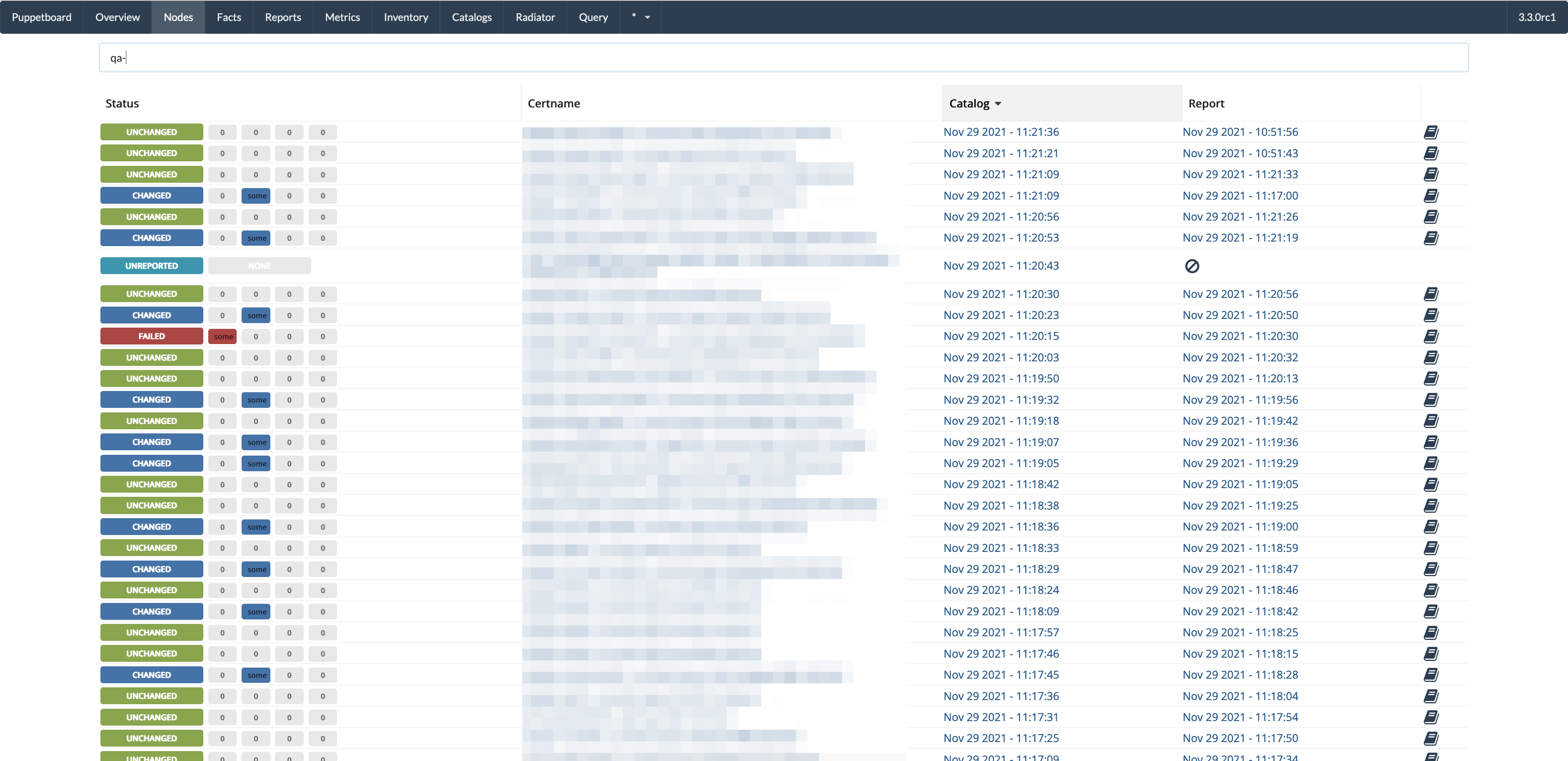 Nodes view, all active nodes