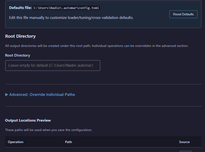 Storage configuration modal