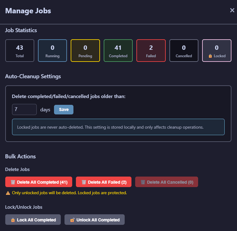 Job management interface
