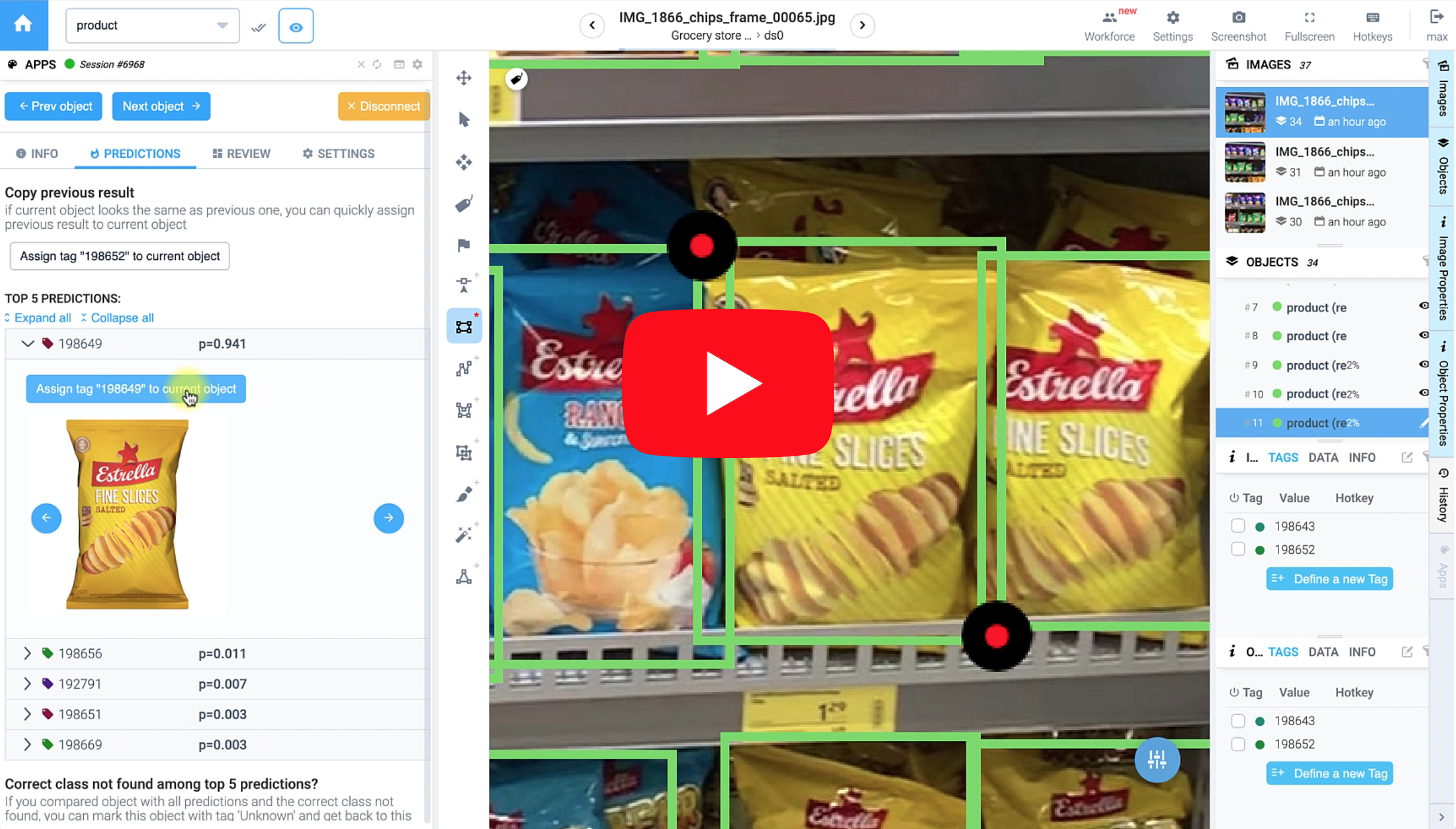 [AI assisted retail labeling app is integrated into labeling tool and can communicate with it via web sockets)