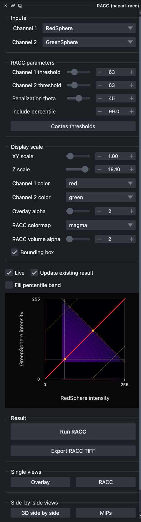 RACC widget controls