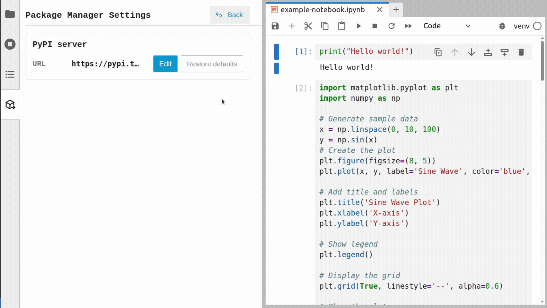 Jupyter Package Manager restore default PyPI Server