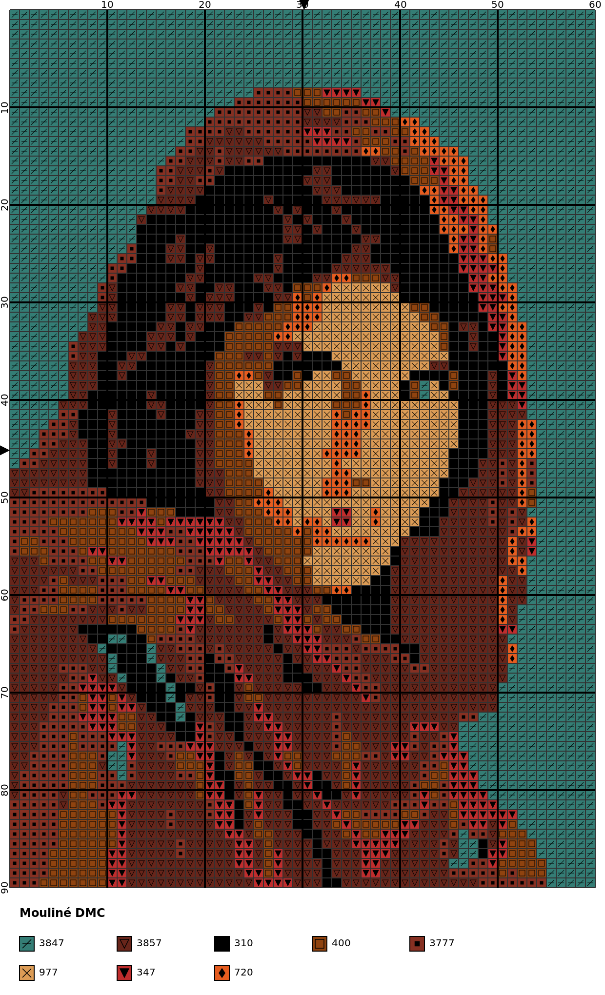 Same girl as a cross stitch chart, much better than before