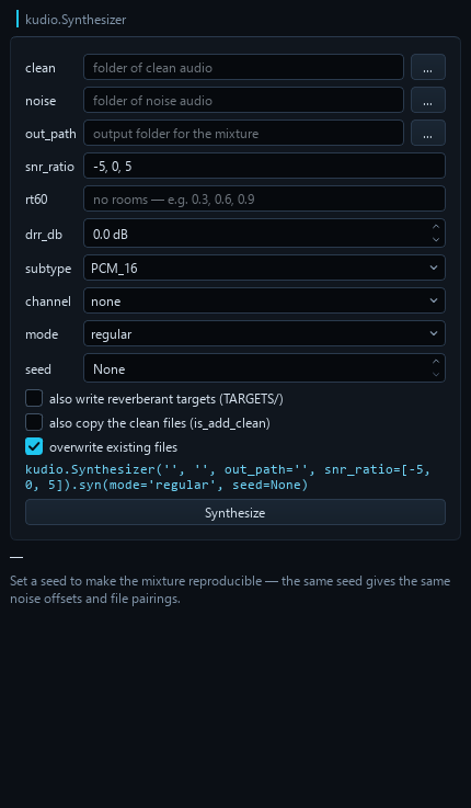 Synthesize panel