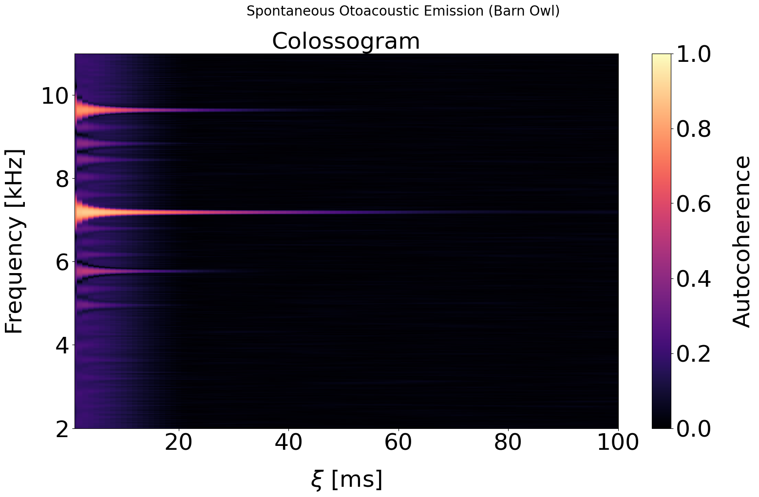 Plot of a 'colossogram' for the spontaneous otoacoustic emission of a barn owl.