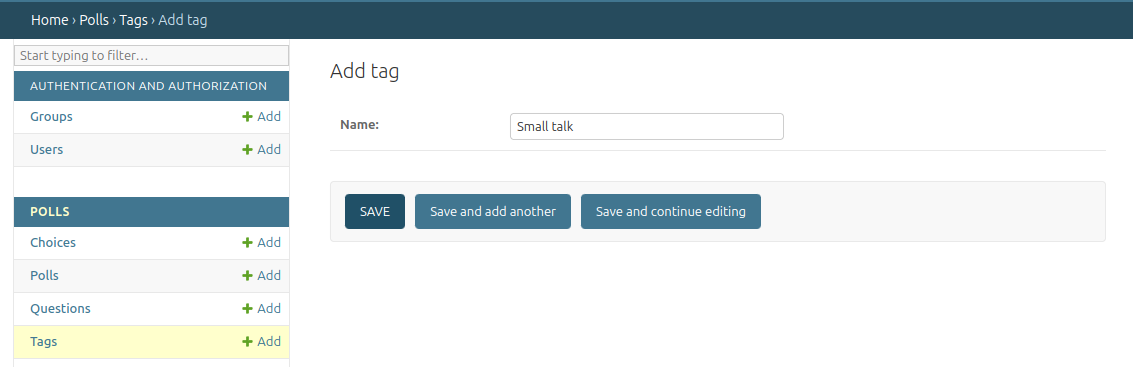 Image of the creation of Tag objects 1