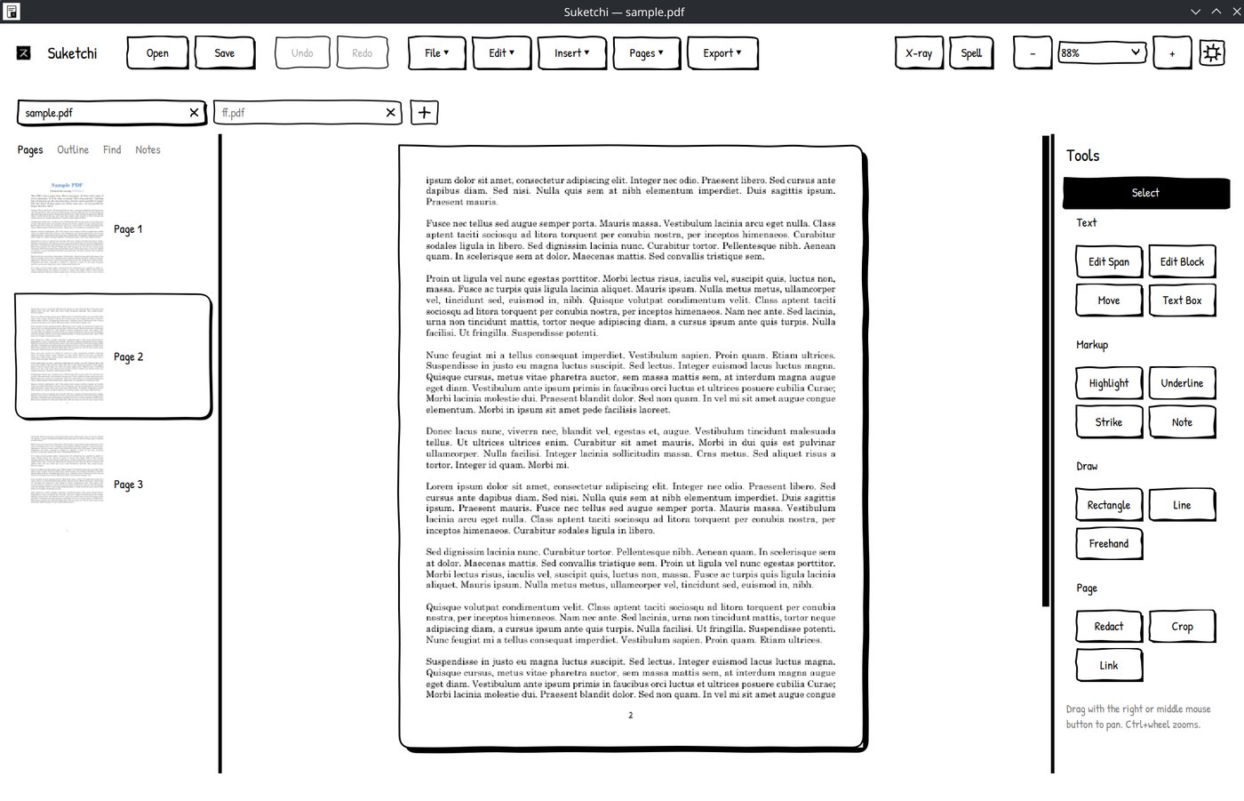 Editing a PDF in Suketchi