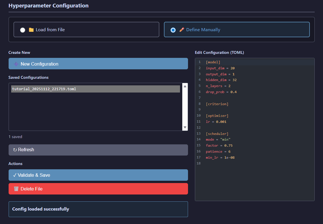 Hyperparameter configuration