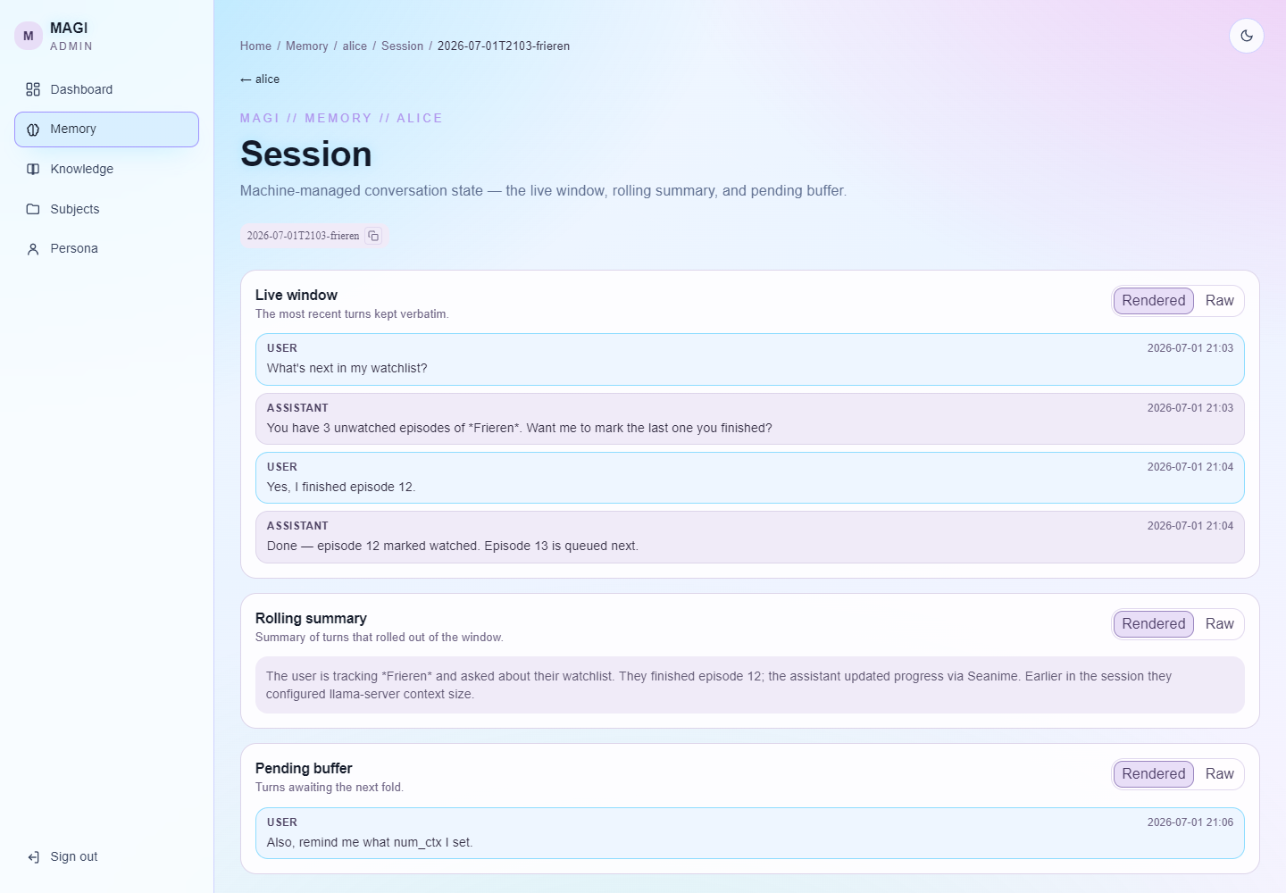 Session rendered as a chat transcript