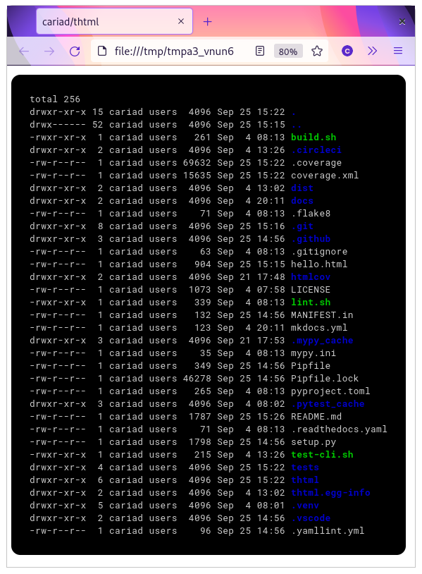Directory listing passed through thtml