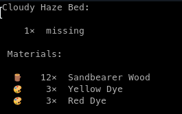 Analyze furnishing menu